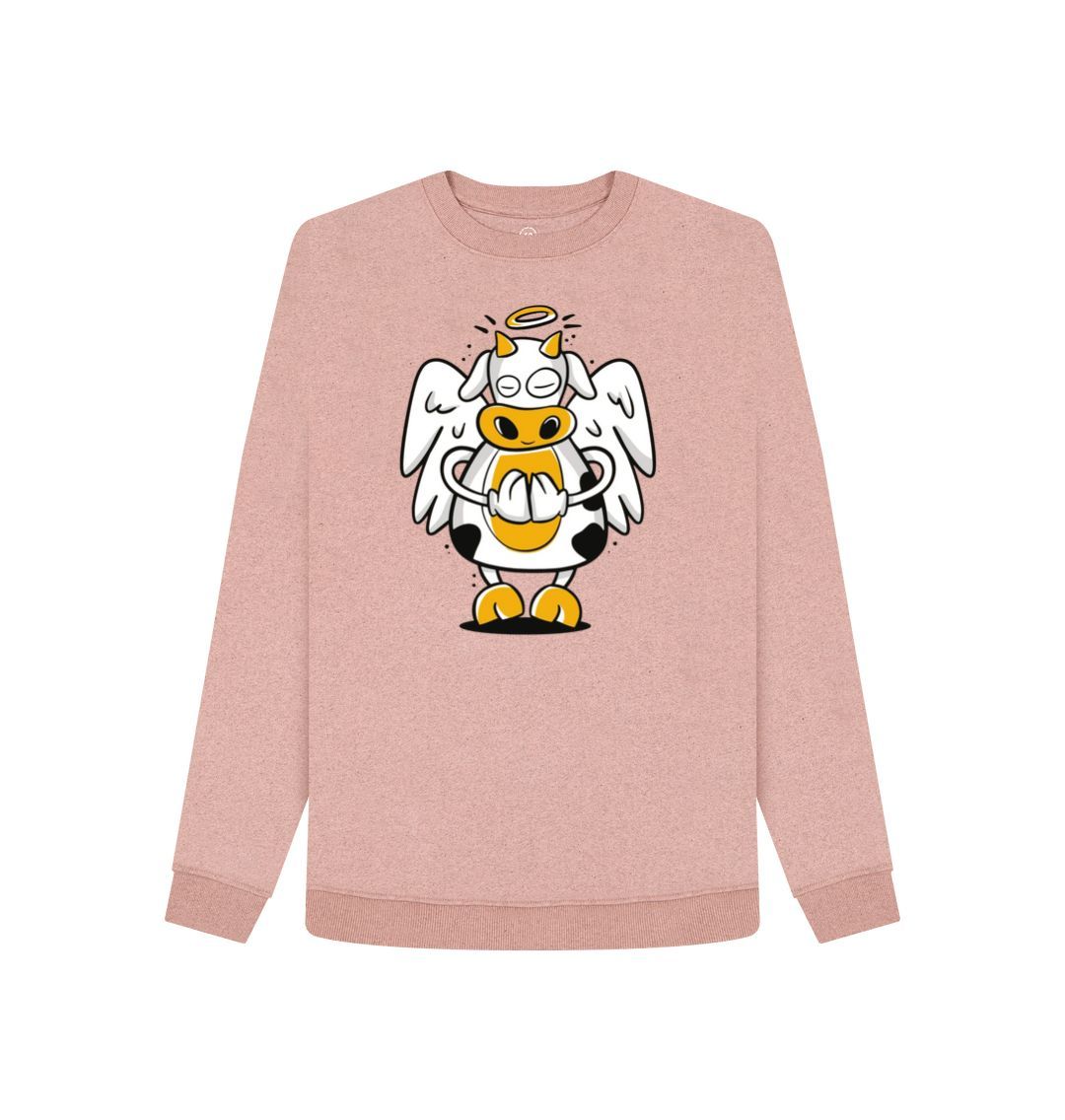 Sunset Pink Angelic Cow Women's Remill Sweater