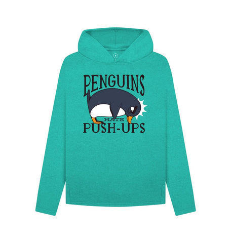 Seagrass Green Penguins Hate Push-Ups Women's Remill Relaxed Fit Hoodie
