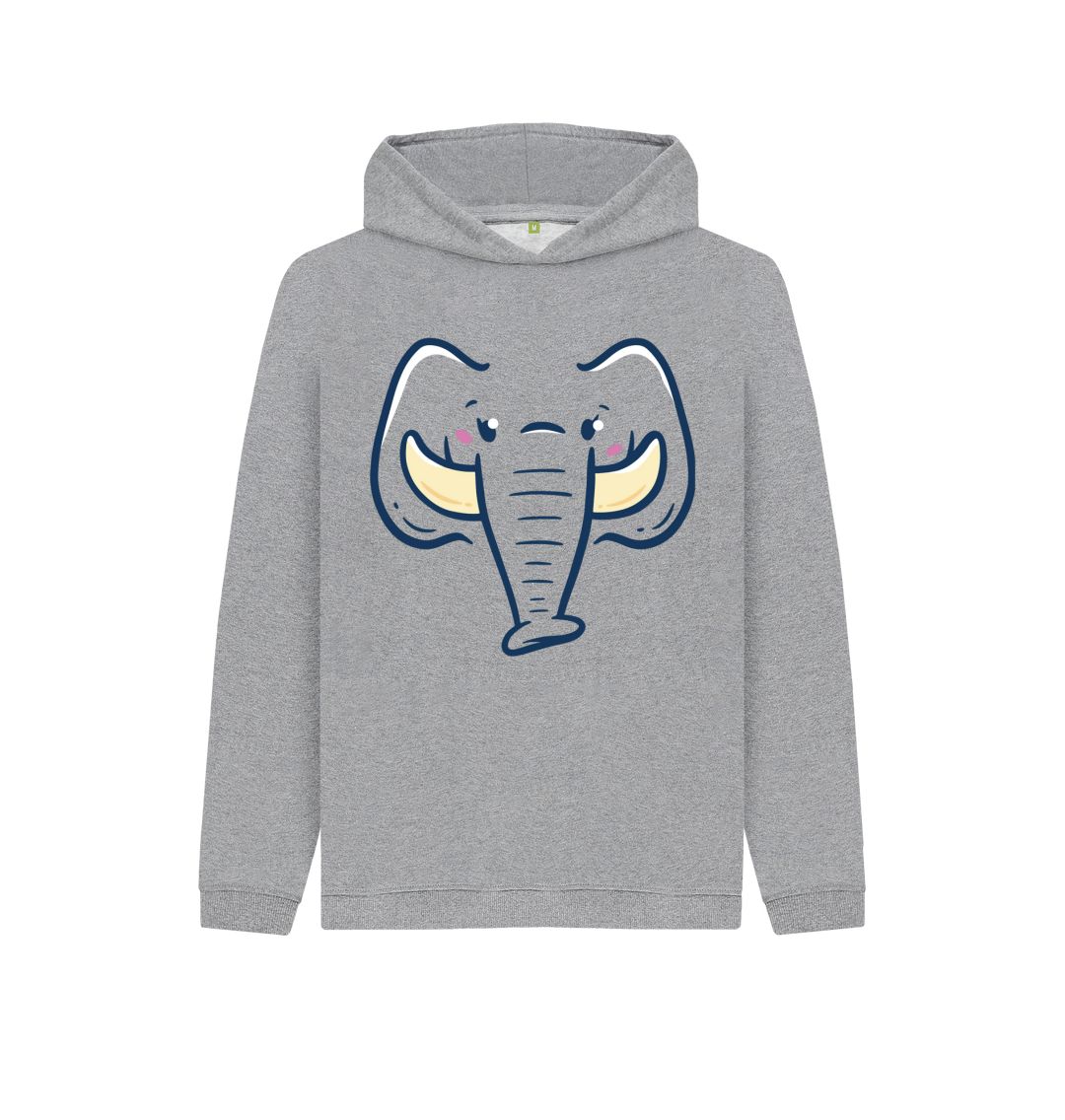 Athletic Grey Happy Elephant Kids Pullover Hoodie