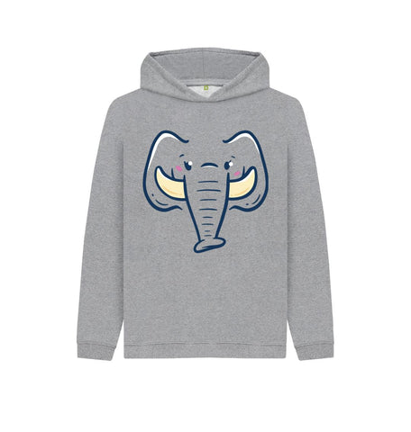 Athletic Grey Happy Elephant Kids Pullover Hoodie