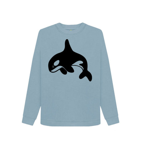 Stone Blue Orca Women's Crewneck Sweater