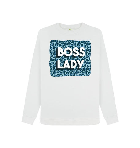 White Boss Lady Women's Crewneck Sweater