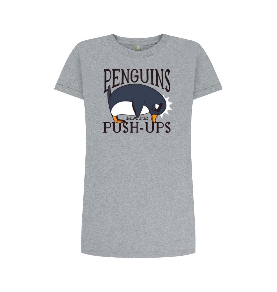 Athletic Grey Penguins Hate Push-Ups Women's T-Shirt Dress
