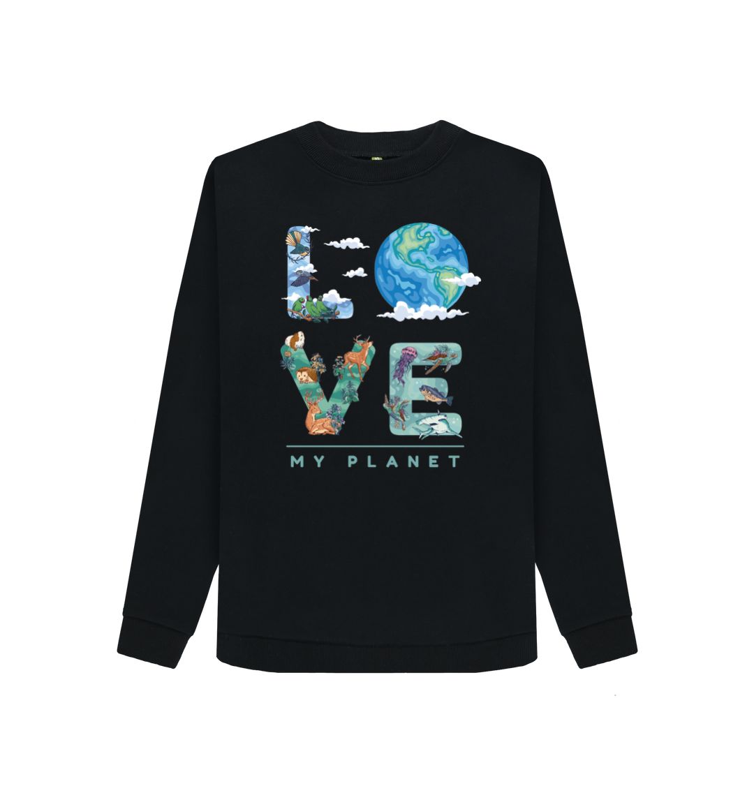 Black Love My Planet Women's Crewneck Sweater