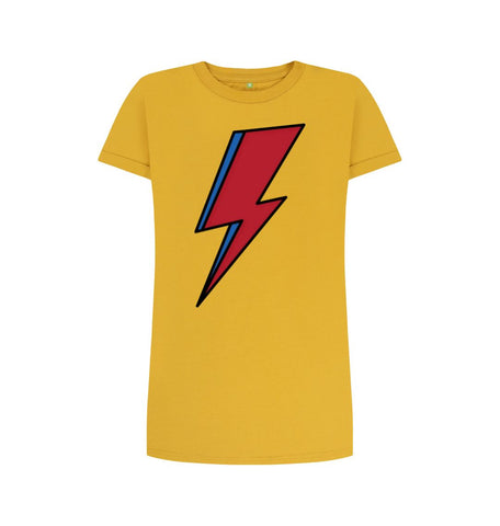 Mustard Lightning Bolt Women's T-Shirt Dress