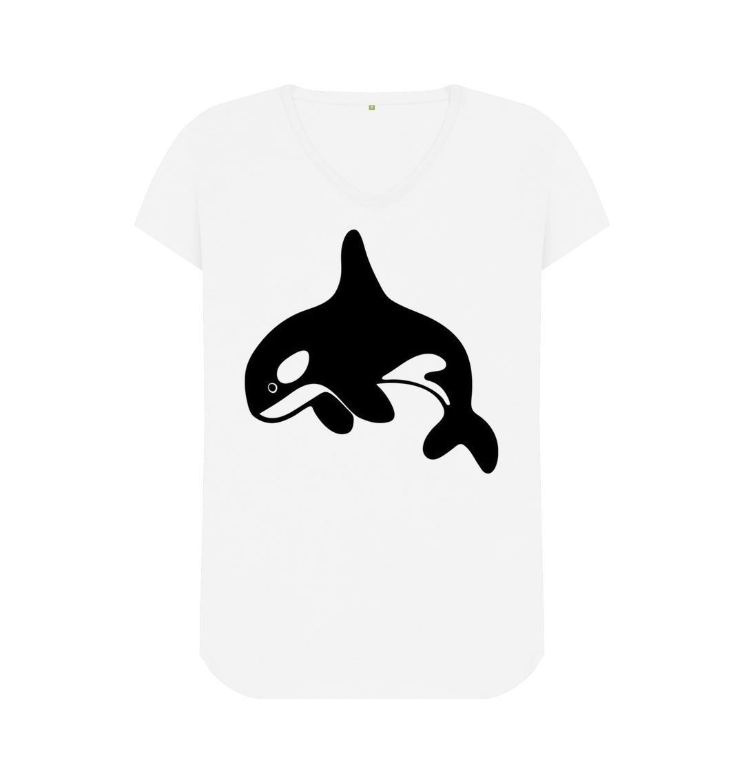 White Orca Women's V-Neck T-Shirt