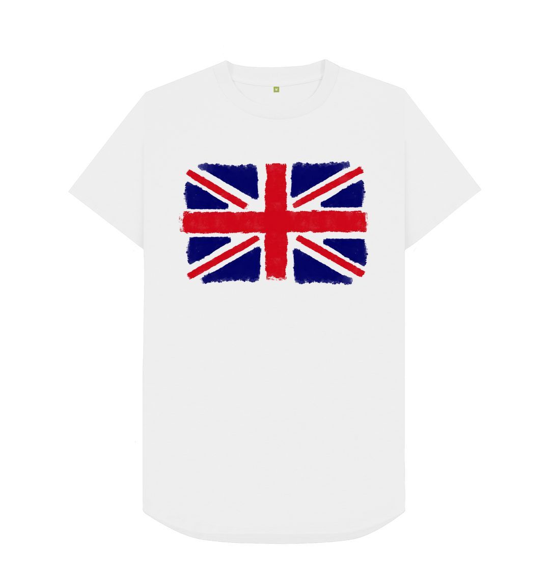 White Union Jack Men's Longline T-Shirt