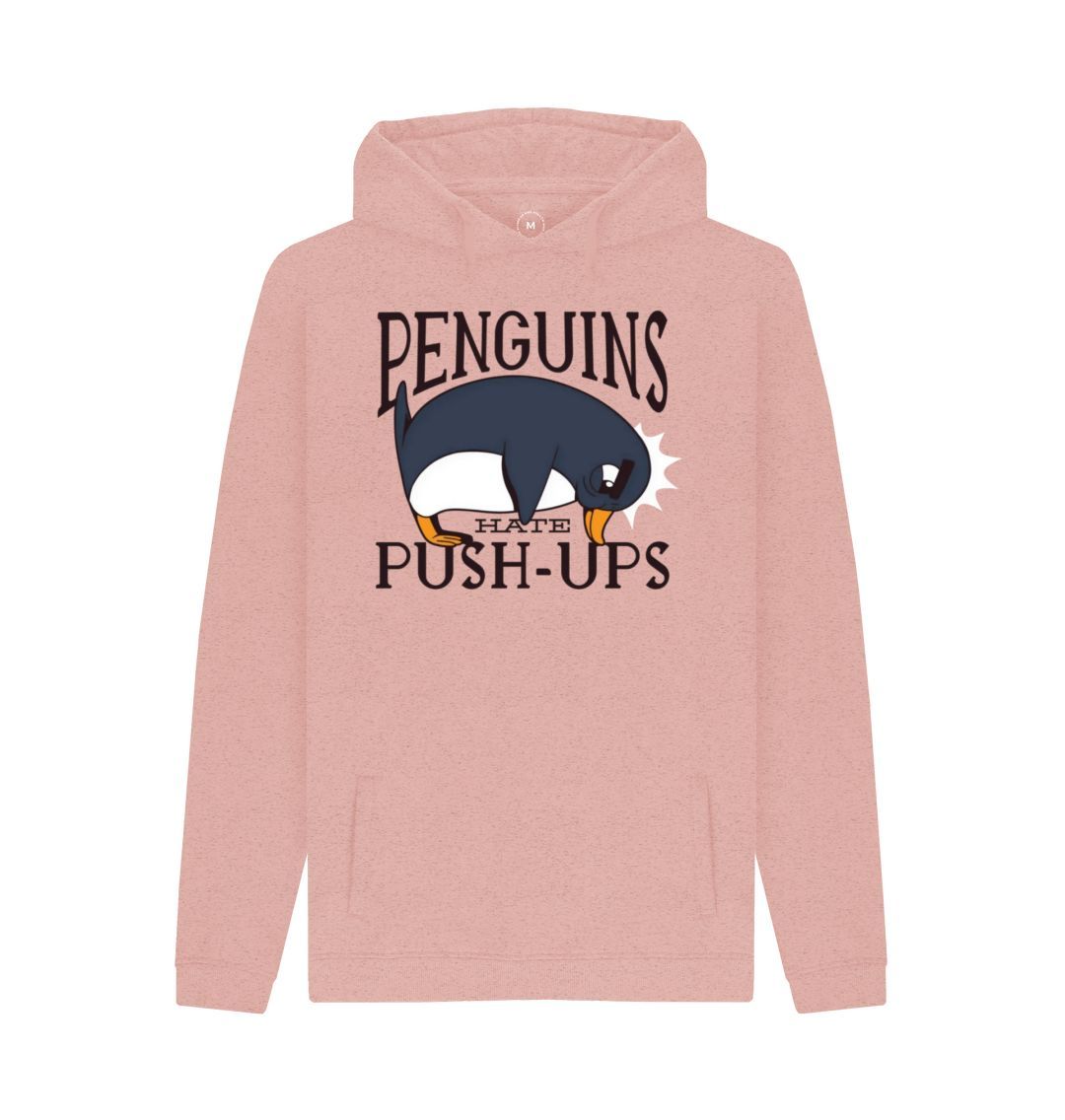 Sunset Pink Penguins Hate Push-Ups Men's Remill Hoodie