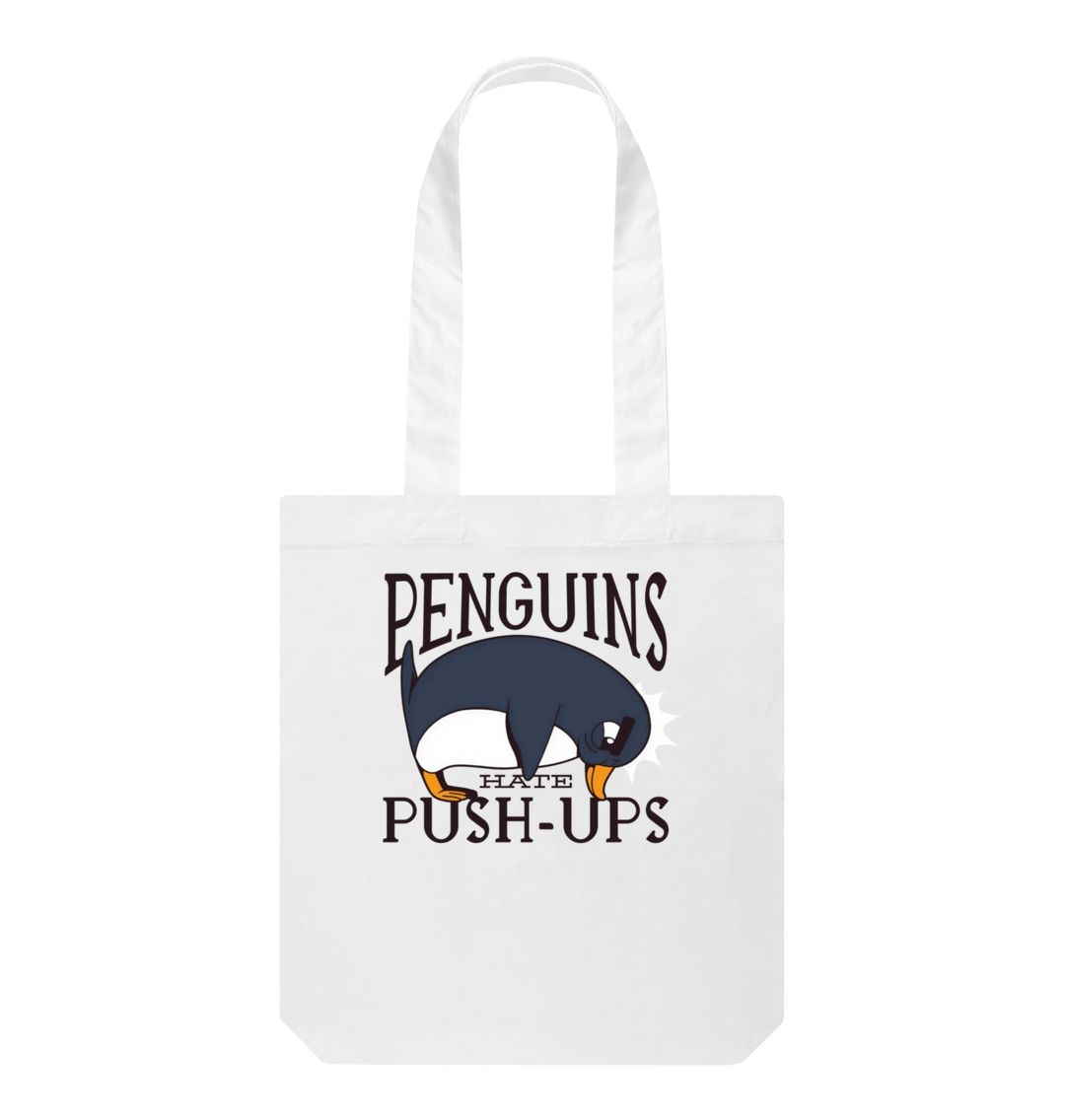 White Penguins Hate Push-Ups Tote Bag
