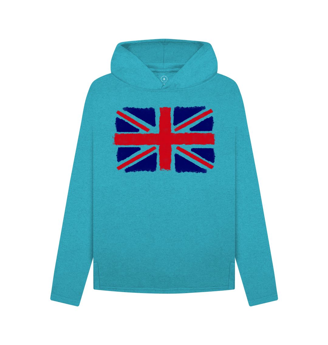 Ocean Blue Union Jack Women's Remill Relaxed Fit Hoodie