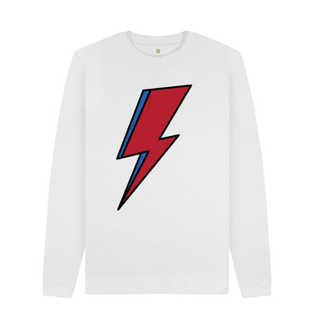 White Lightning Bolt Men's Crew Neck Sweater