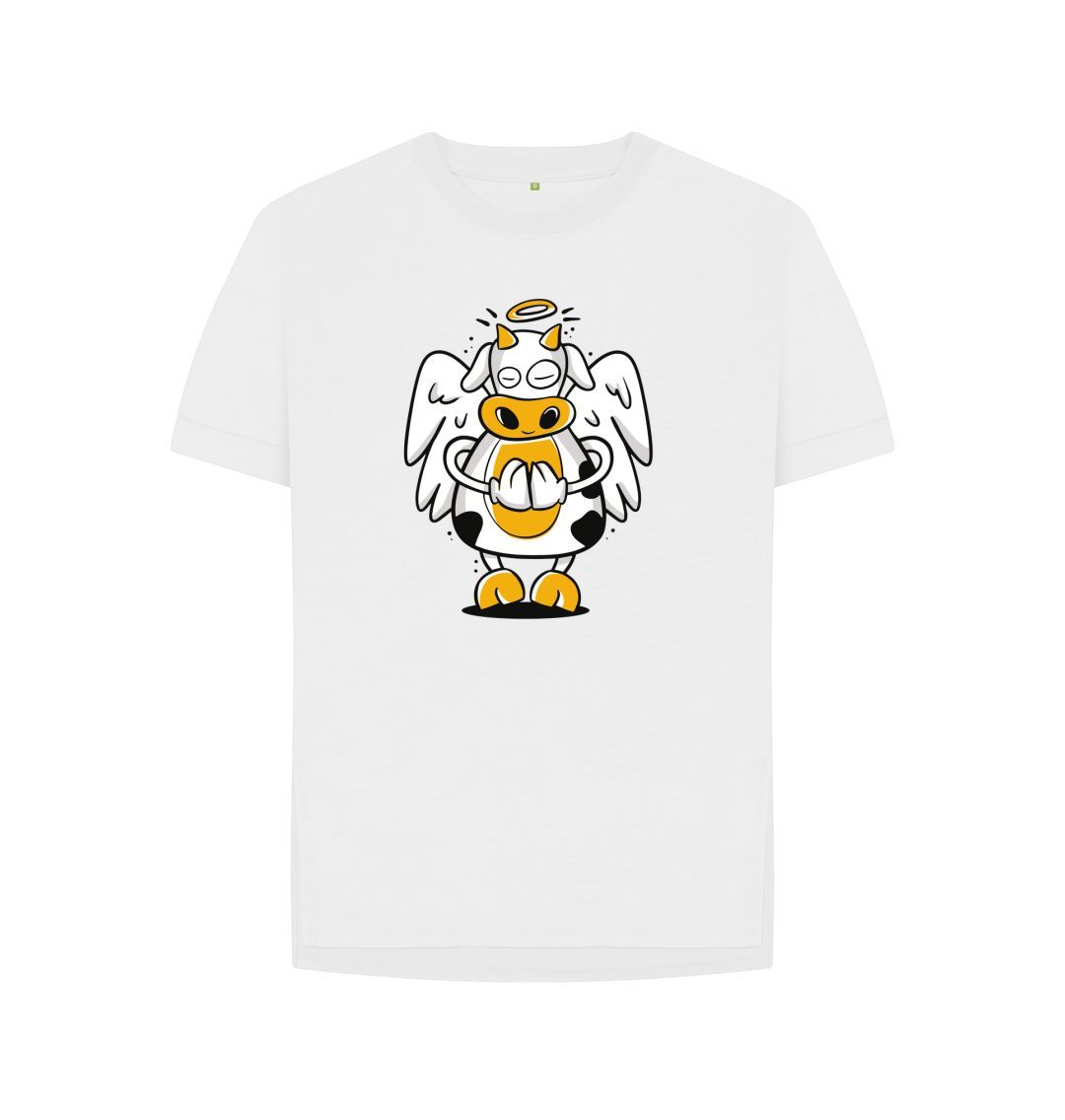White Angelic Cow Women's Relaxed Fit Tee