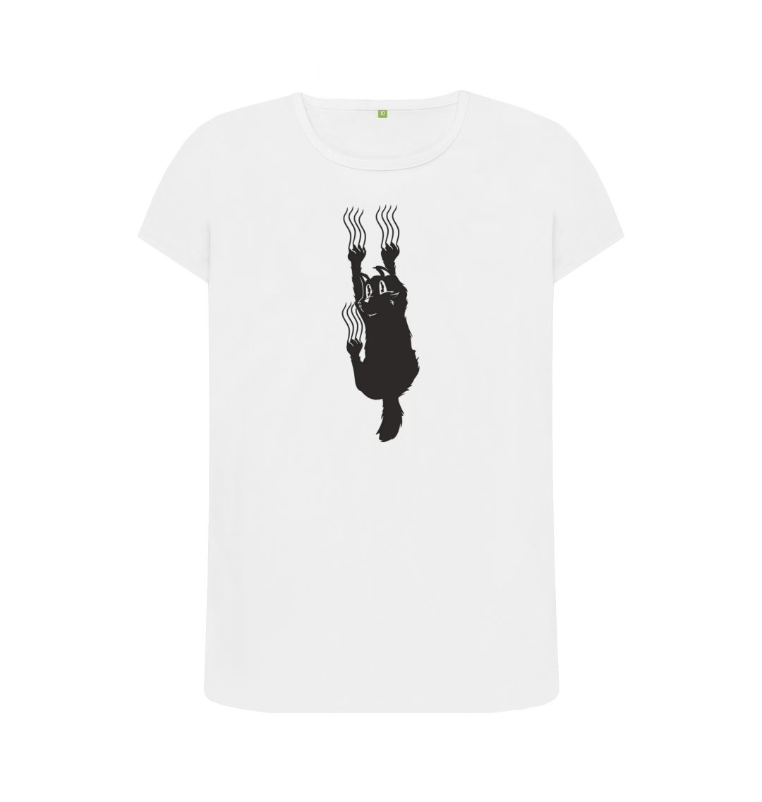 White Hang In There Cat Women's Crew Neck T-Shirt