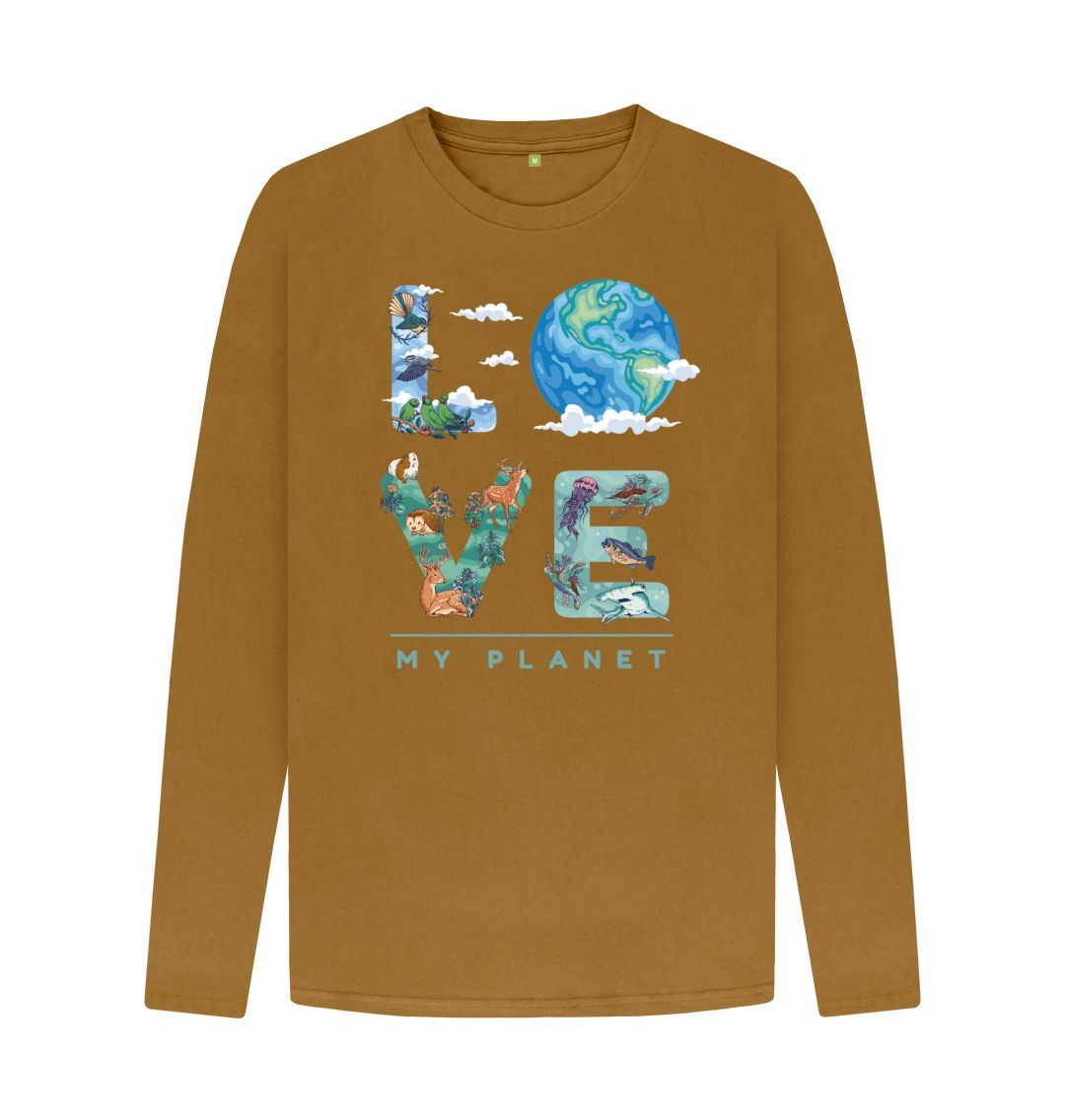 Brown Love My Planet Men's Long Sleeve T-Shirt