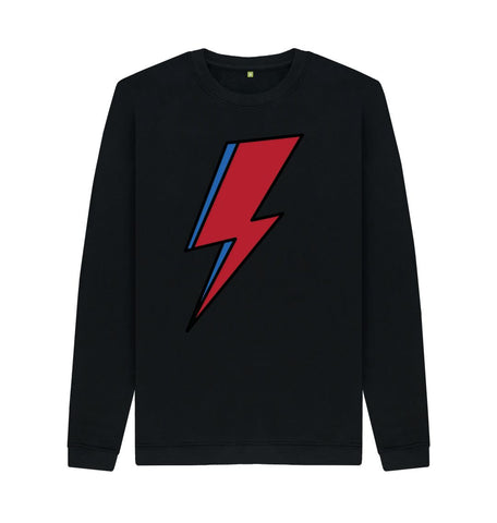 Black Lightning Bolt Men's Crew Neck Sweater