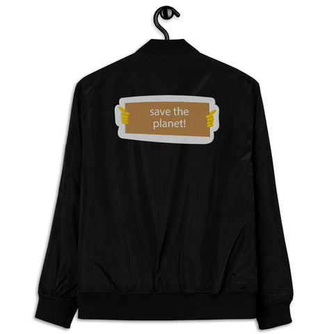 Save The Planet Premium Recycled Bomber Jacket