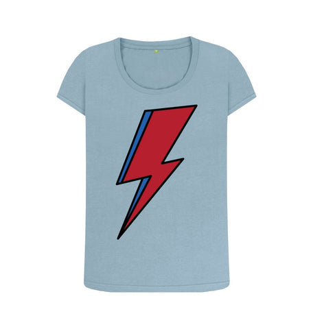 Stone Blue Lightning Bolt Women's Scoop Neck T-Shirt