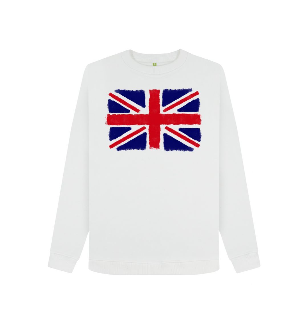 White Union Jack Women's Crewneck Sweater