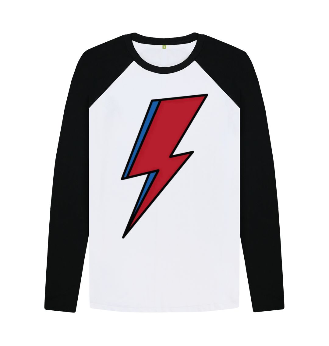 Black-White Lightning Bolt Men's Baseball T-Shirt