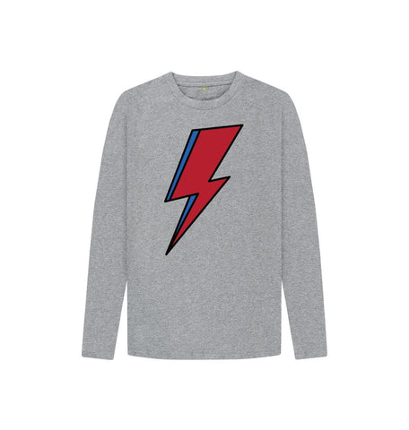 Athletic Grey Lightning Bolt Kids Long Sleeve T-Shirt
