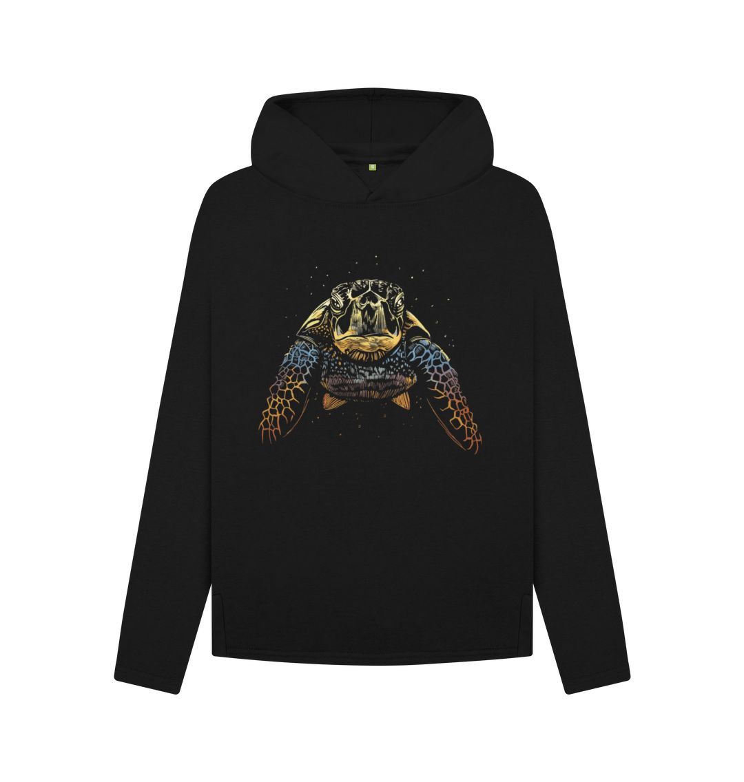 Black The Colour Turtle Women's Relaxed Fit Hoodie