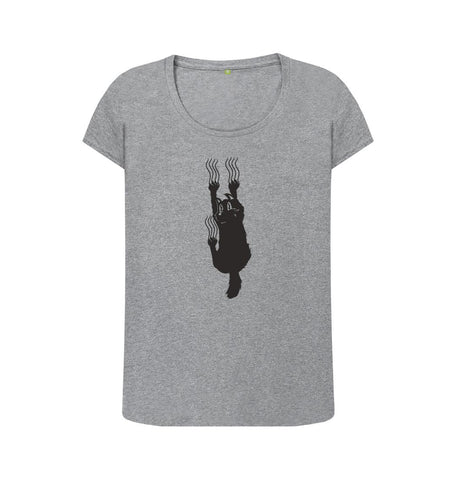 Athletic Grey Hang In There Cat Women's Scoop Neck T-Shirt