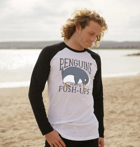 Penguins Hate Push-Ups Men's Baseball T-Shirt