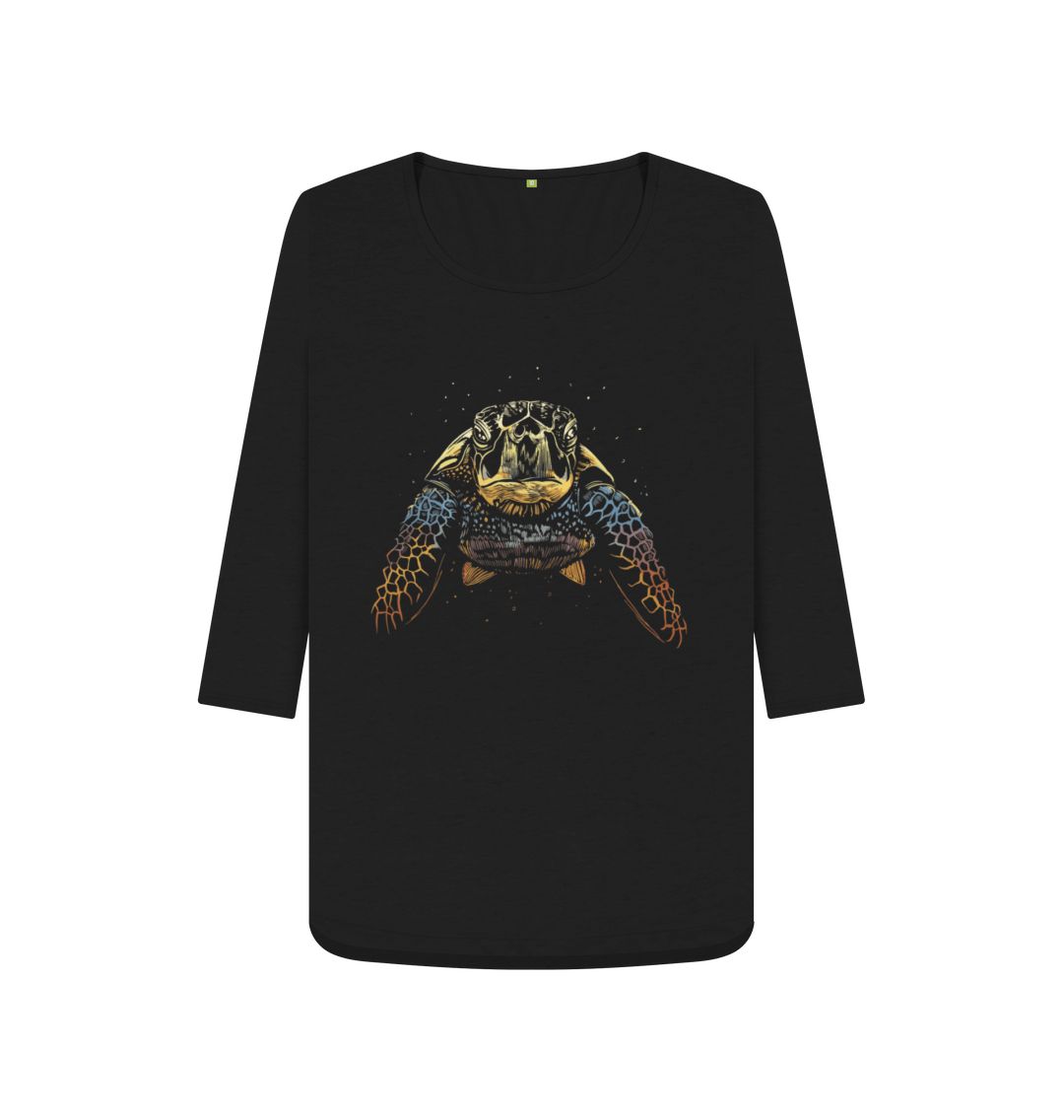 Black The Colour Turtle Women's 3\/4 Sleeve Tee