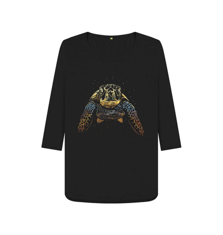 Black The Colour Turtle Women's 3\/4 Sleeve Tee