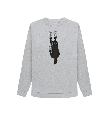 Light Heather Hang In There Cat Women's Crewneck Sweater