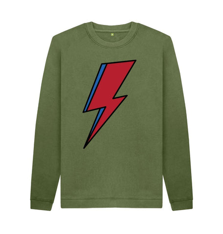 Khaki Lightning Bolt Men's Crew Neck Sweater