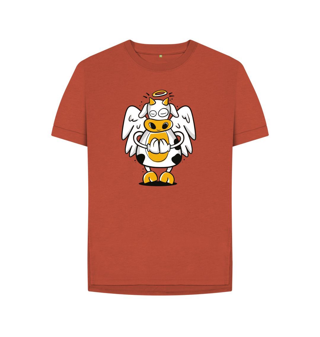 Rust Angelic Cow Women's Relaxed Fit Tee