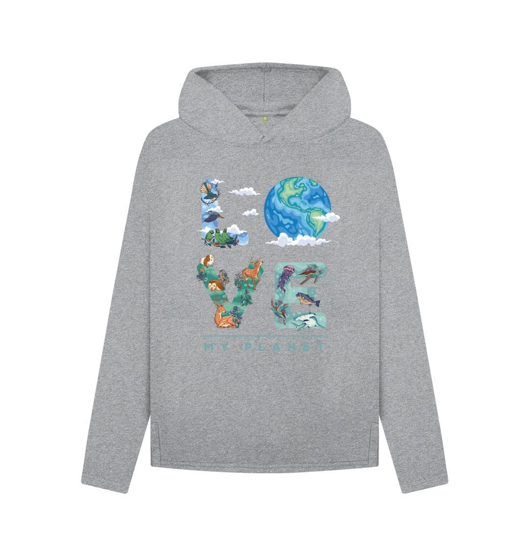 Athletic Grey Love My Planet Women's Relaxed Fit Hoodie
