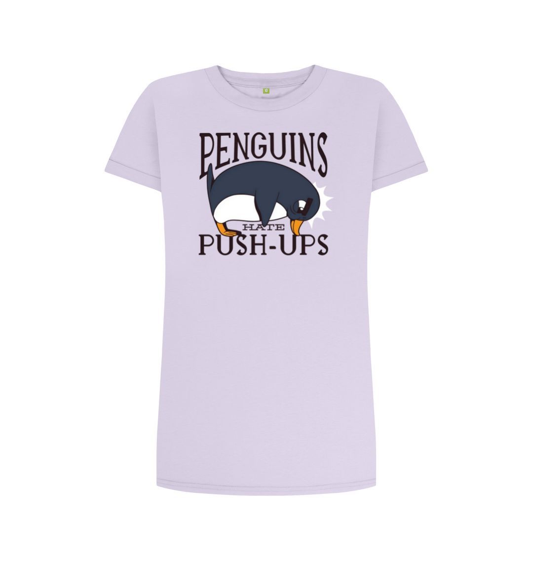 Violet Penguins Hate Push-Ups Women's T-Shirt Dress