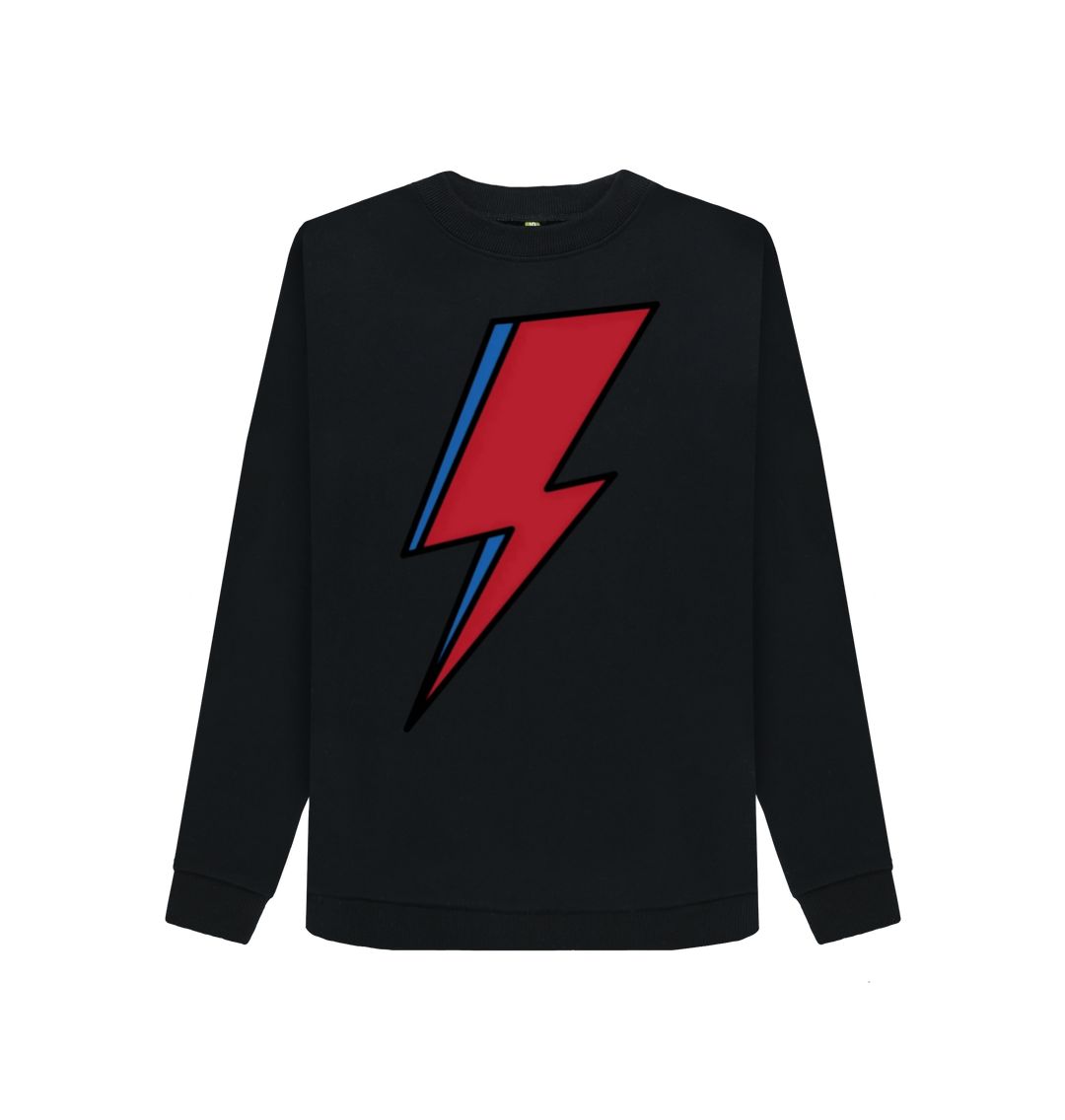 Black Lightning Bolt Women's Crewneck Sweater