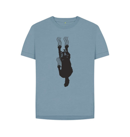 Stone Blue Hang In There Cat Women's Relaxed Fit Tee