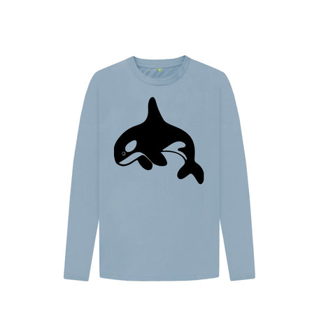 Stone Blue Orca Kids Long Sleeve T-Shirt