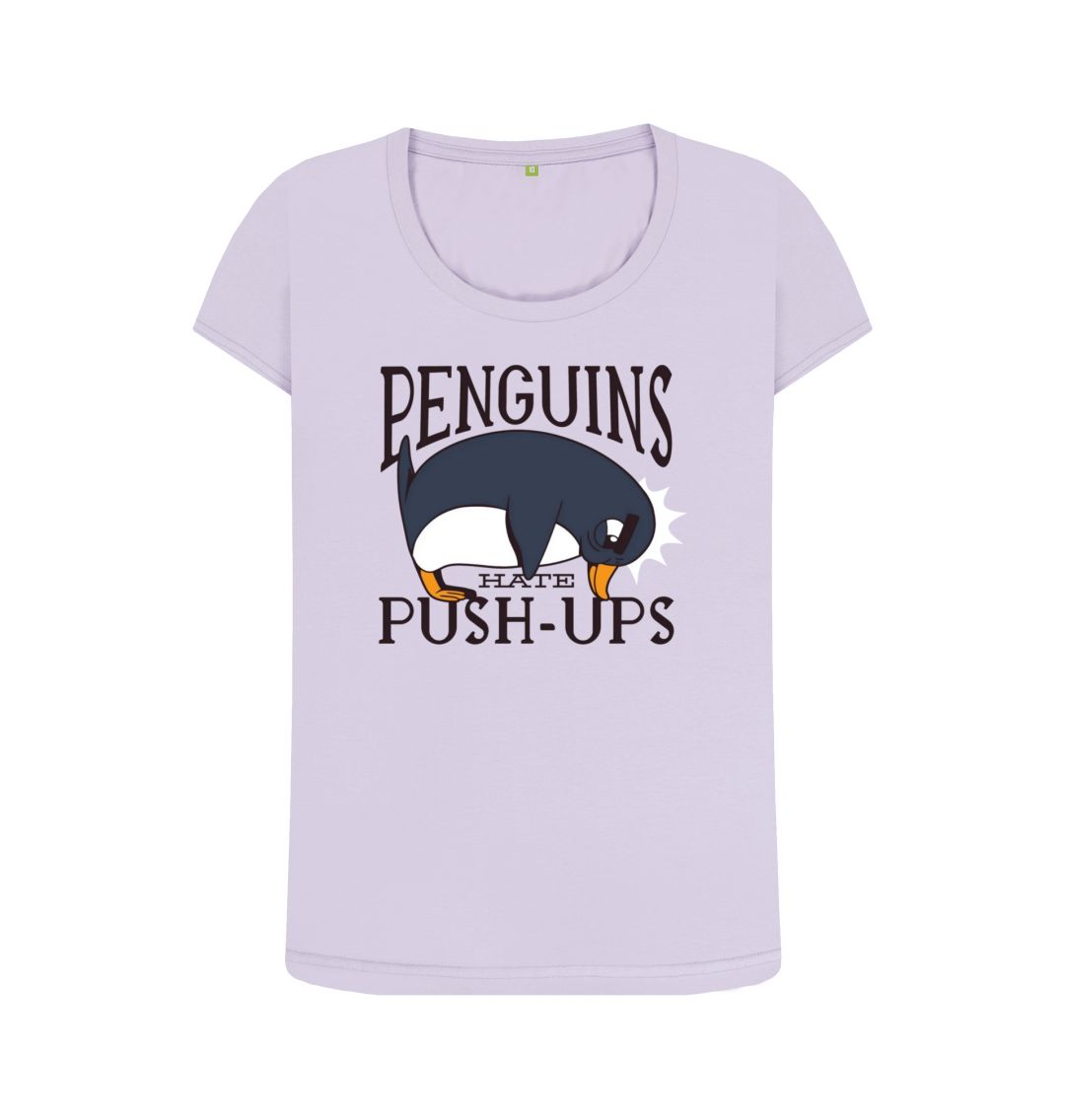 Violet Penguins Hate Push-Ups Women's Scoop Neck T-Shirt