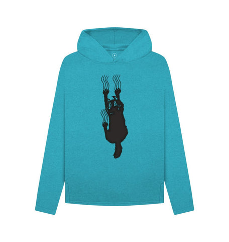 Ocean Blue Hang In There Cat Women's Remill Relaxed Fit Hoodie