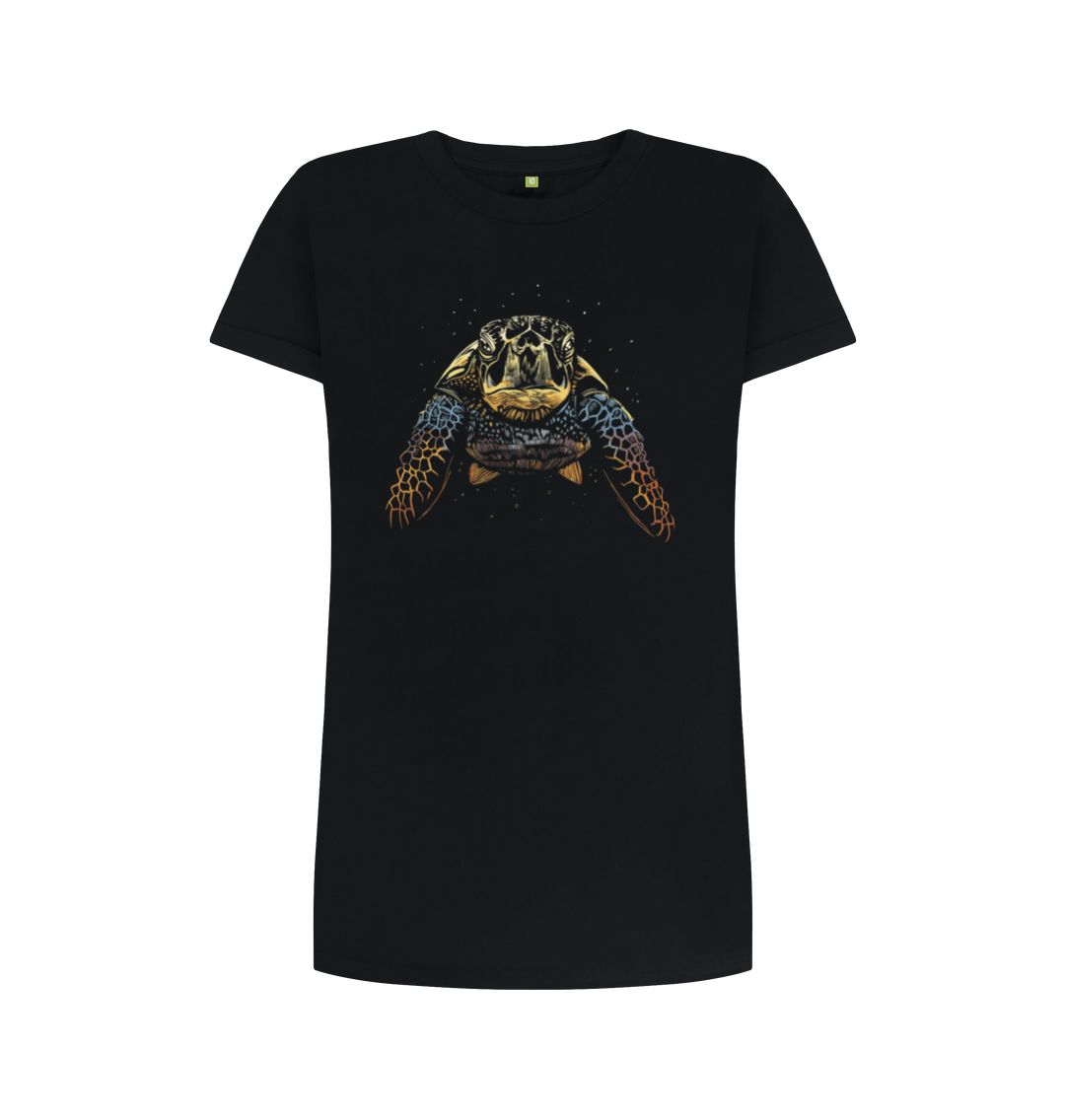 Black The Colour Turtle Women's T-Shirt Dress