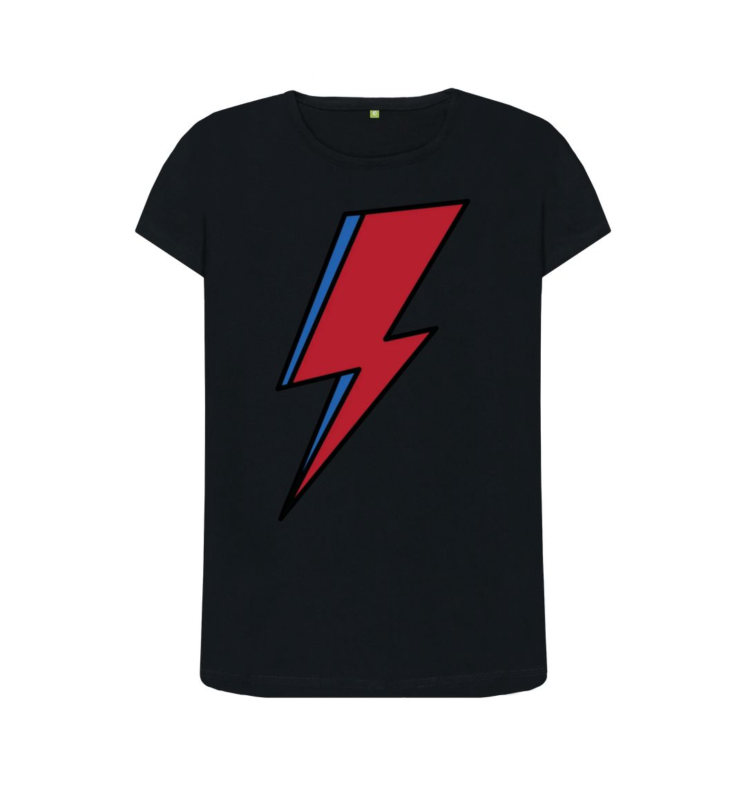 Black Lightning Bolt Women's Crew Neck T-Shirt