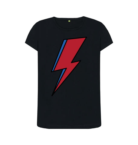 Black Lightning Bolt Women's Crew Neck T-Shirt