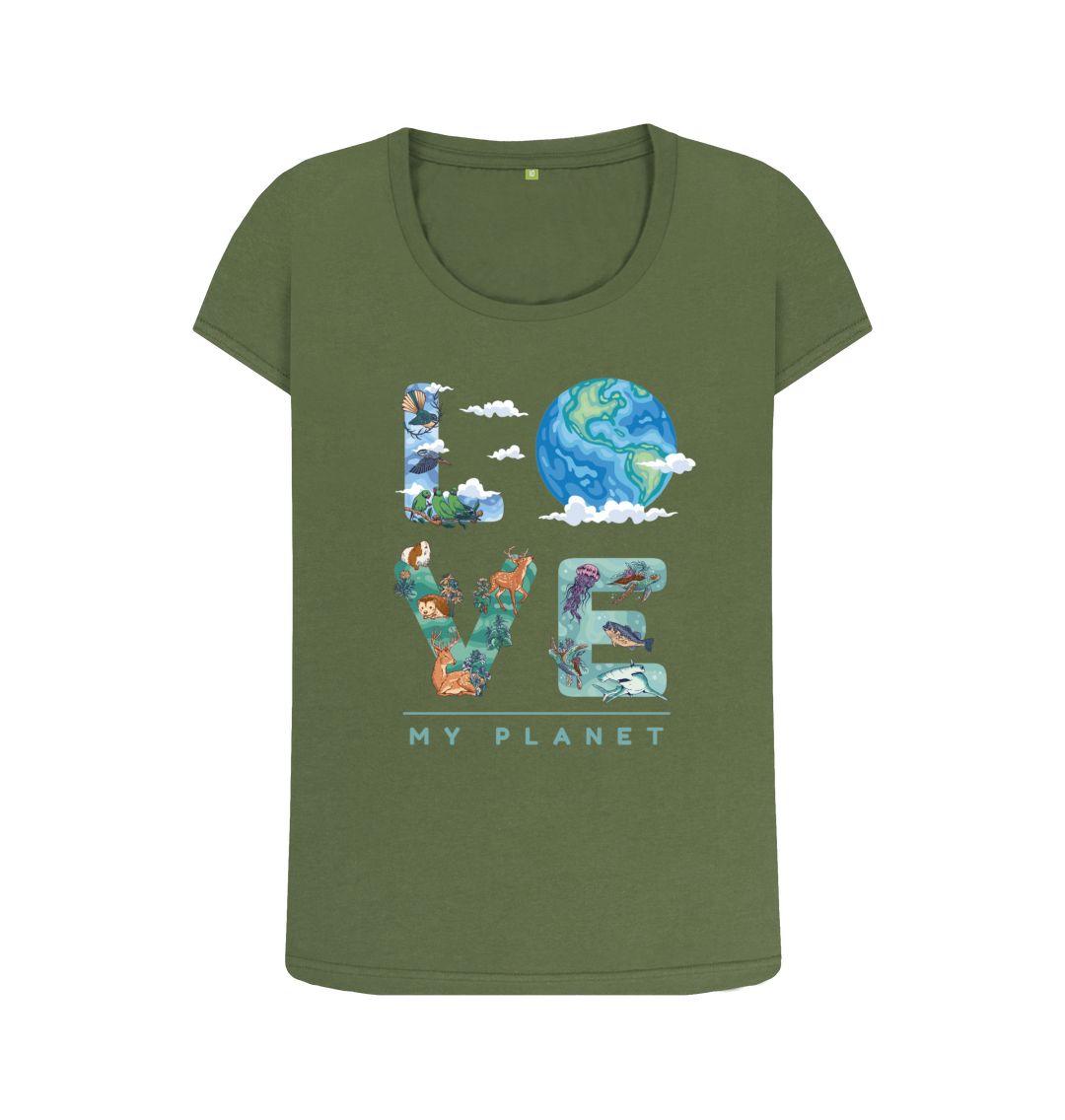Khaki Love My Planet Women's Scoop Neck T-shirt