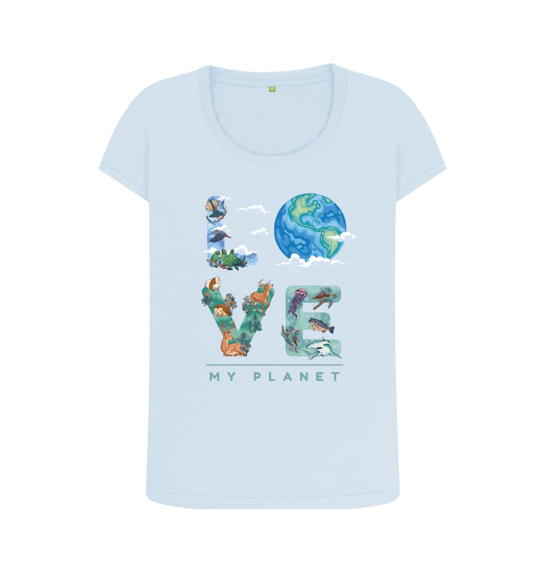Sky Blue Love My Planet Women's Scoop Neck T-shirt