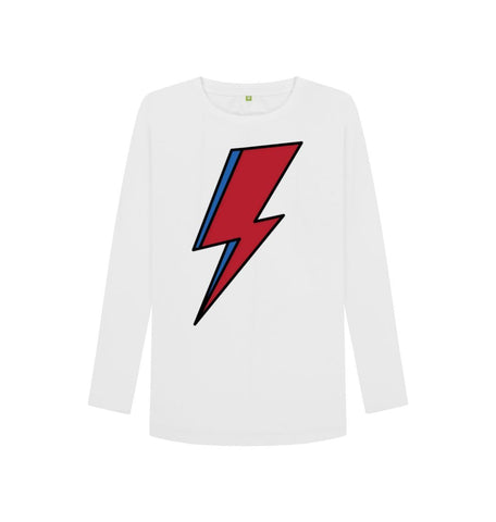 White Lightning Bolt Women's Long Sleeve T-Shirt