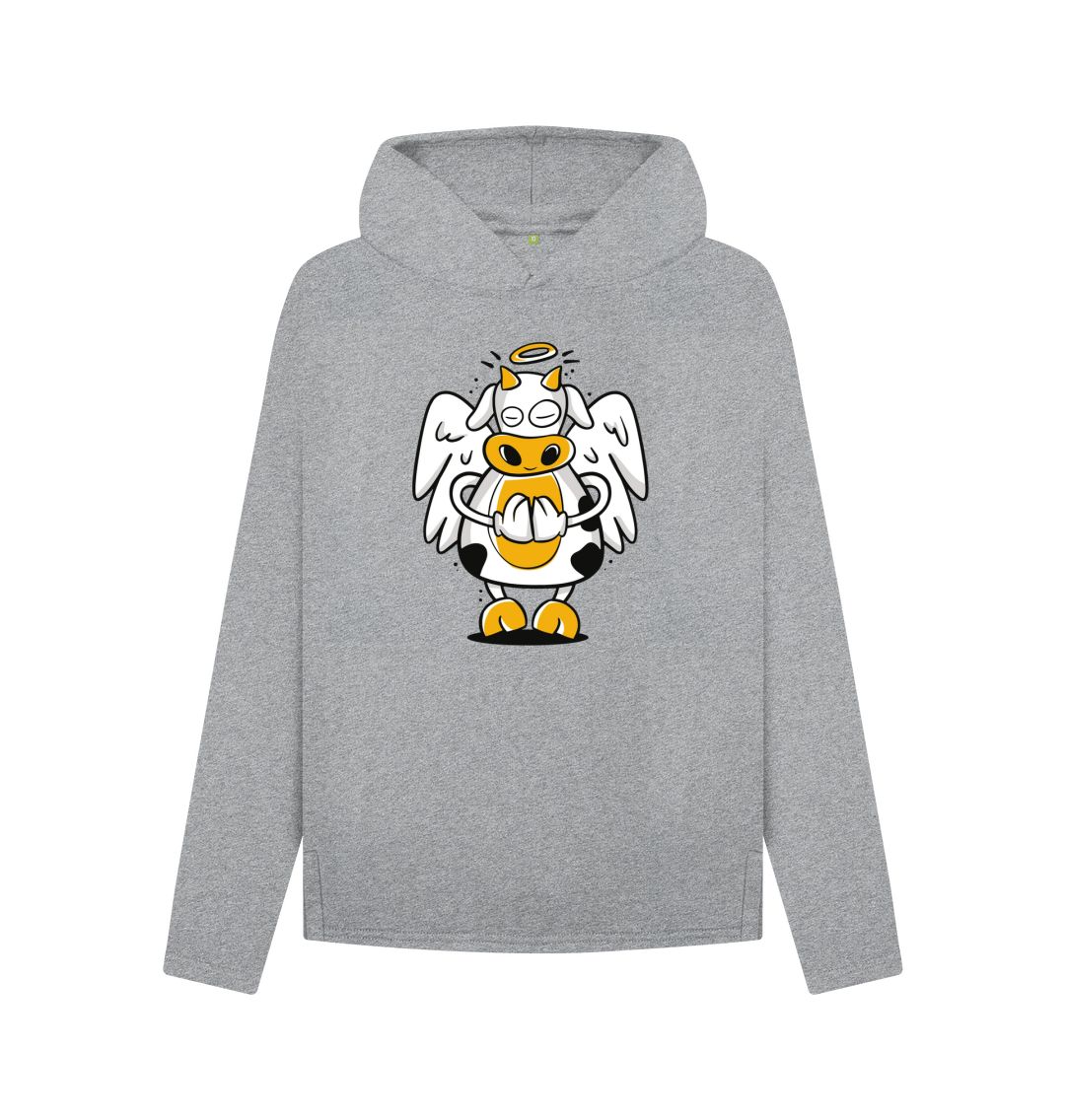 Athletic Grey Angelic Cow Women's Relaxed Fit Hoodie
