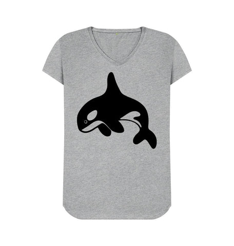 Athletic Grey Orca Women's V-Neck T-Shirt