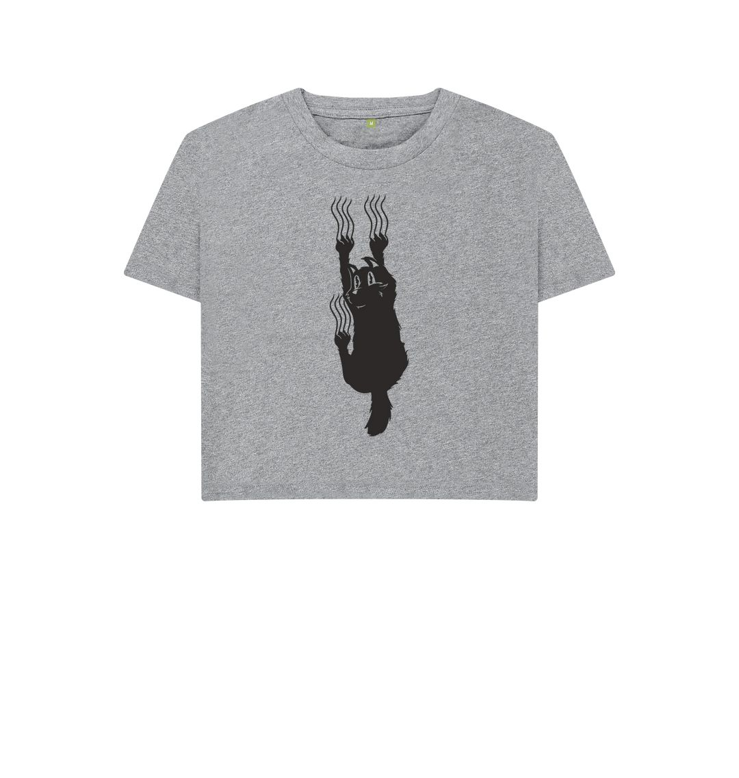 Athletic Grey Hang In There Cat Women's Boxy Tee