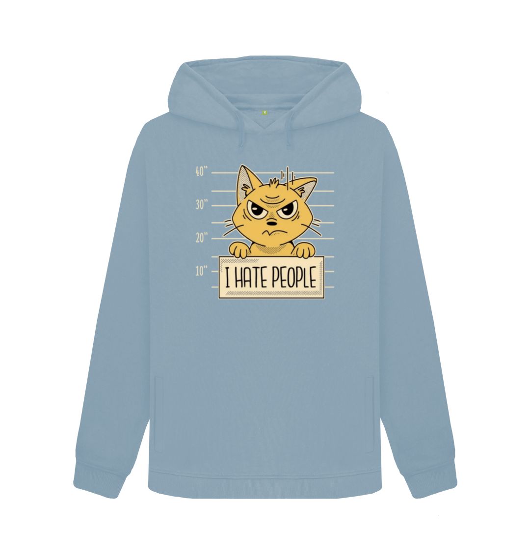 Stone Blue I Hate People Women's Pullover Hoody