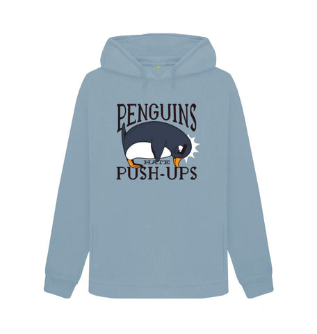 Stone Blue Penguins Hate Push-Ups Women's Pullover Hoody
